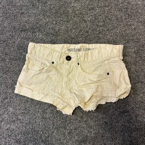 Mossimo Shorts Womens Size 1 Cream Denim Raw Hem Low Rise Casual Utility Fit 6